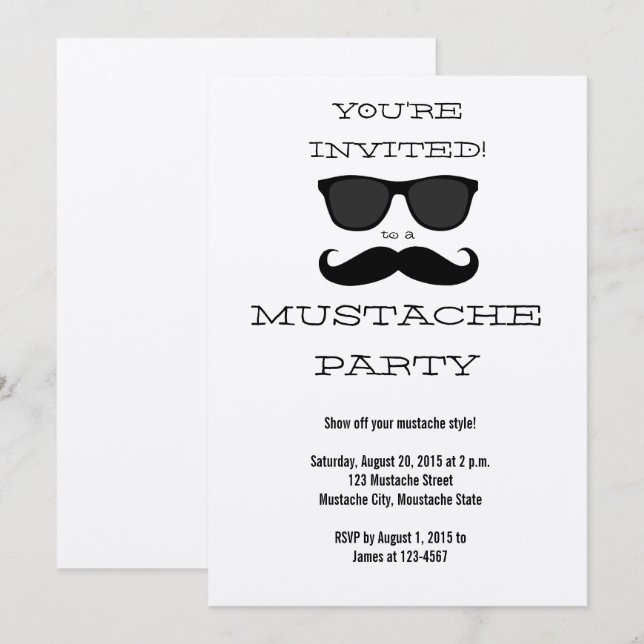Invitation à la Mustache noire et à la fête des lu (Devant / Derrière)