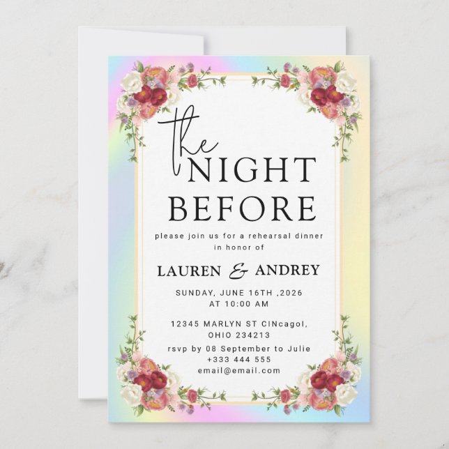 Invitation à la Nuit Avant le Mariage (Devant)