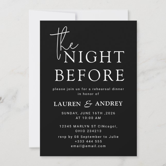 Invitation à la Nuit Avant le Mariage (Devant)