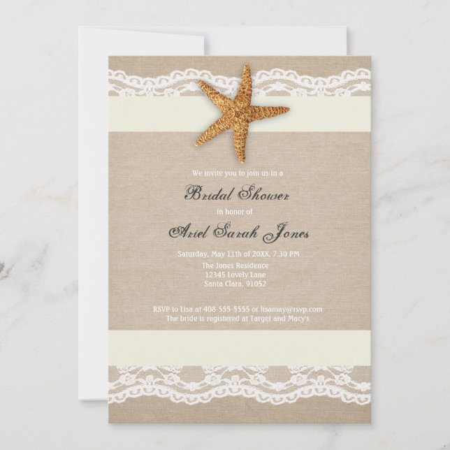 Invitation à la nuptiale de la dentelle Ivory Beac (Devant)