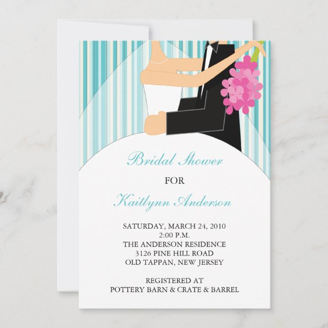 Invitation à la nuptiale d'une mariée turquoise (Devant)