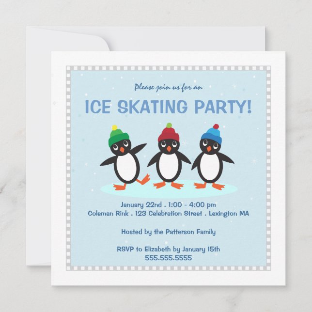 Invitation à la partie de patinage sur glace des p (Devant)