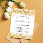 Invitation à la parties scintillant d'or blanc d'a<br><div class="desc">Pour un 21ème anniversaire élégant (ou tout âge). Une arrière - plan blanche design. Décoré avec de la poussière de parties scintillant en faux or. Personnalisez et ajoutez un nom,  un âge et des détails de la fête. Le nom est écrit avec un script de style manuscrit</div>