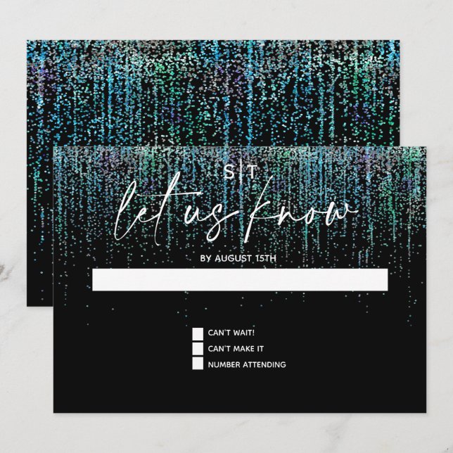 Invitation à la Parties scintillant Turquoise RSVP (Devant / Derrière)