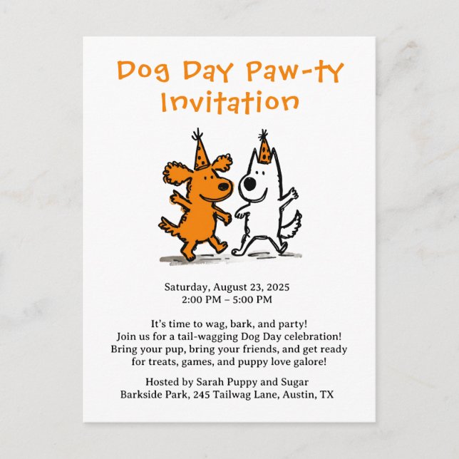 Invitation à la Paw-ti de Jour de Chien – Fête de  (Devant)