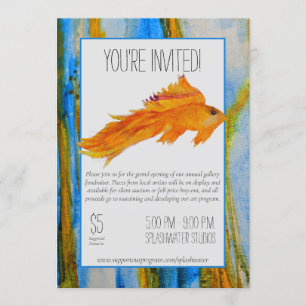 Invitation à la peinture à l'aquarelle orange et b