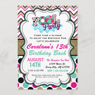 Invitation à la piscine - Fête d'été - Fête de l'e