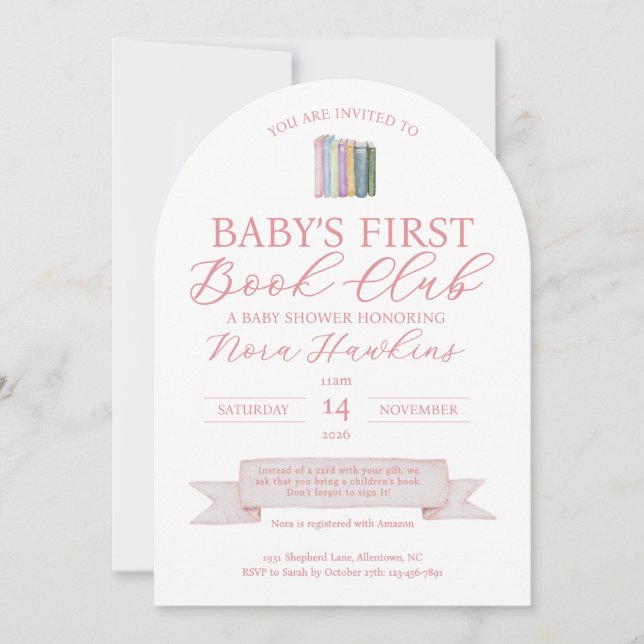 Invitation à la première bibliothèque de bébé (Devant)