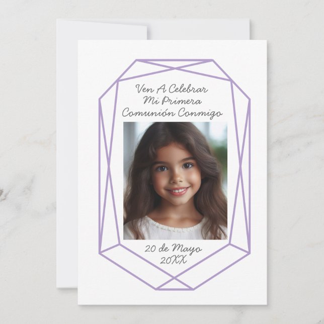 Invitation à la Première Communion avec Photo  (Devant)