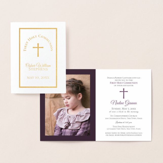 Invitation à la première communion avec photo (Affichage)