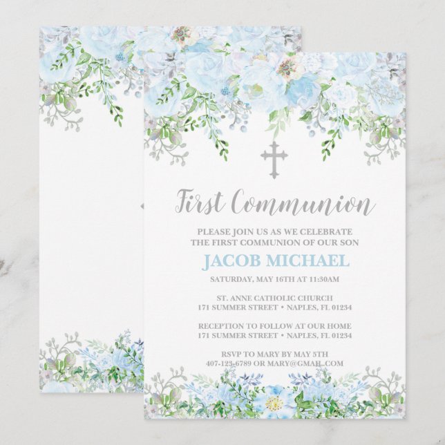 Invitation à la première communion, baptême, baptê (Devant / Derrière)