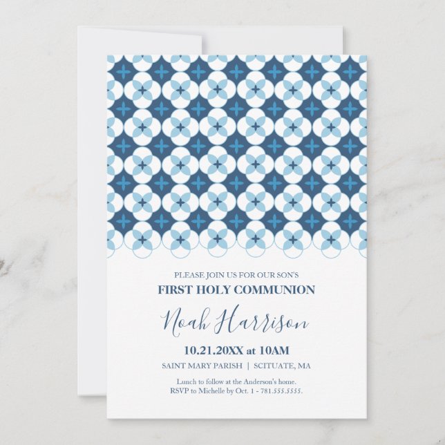 Invitation à la PREMIÈRE COMMUNION, Carte personna (Devant)