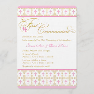 Invitation à la première communion de filles jumel
