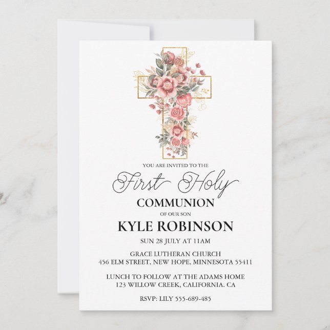 invitation à la première communion de la croix bot (Devant)