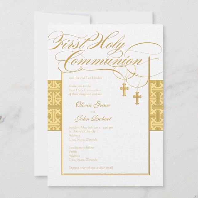 Invitation à la première communion des jumeaux neu (Devant)