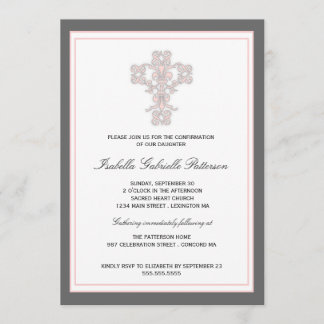 Invitation à la première communion d'une fille ros