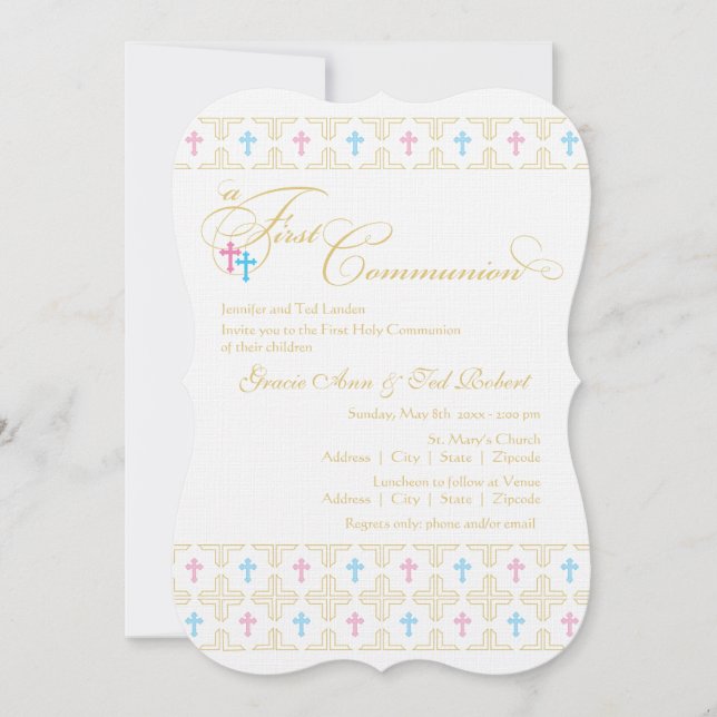 Invitation à la première communion jumelle garçon  (Devant)