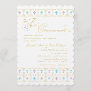 Invitation à la première communion jumelle garçon 
