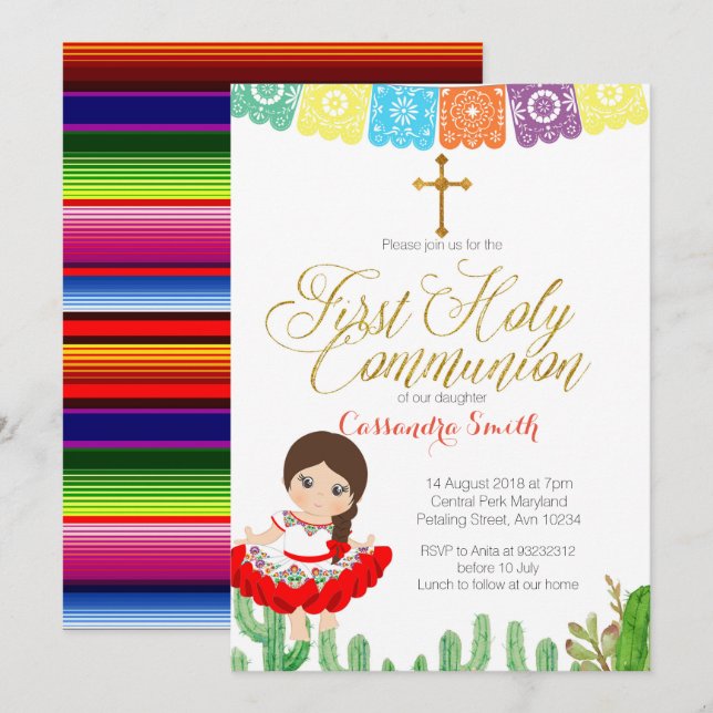 Invitation à la première communion sainte de Cactu (Devant / Derrière)