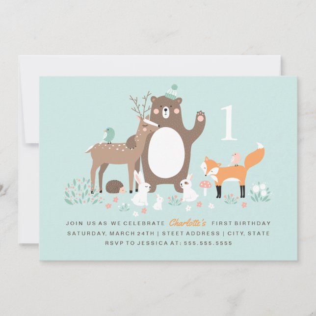 Invitation à la première fête d'anniversaire en fo (Devant)