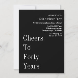Invitation À la quarantaine années Noir Blanc 40e anniversair