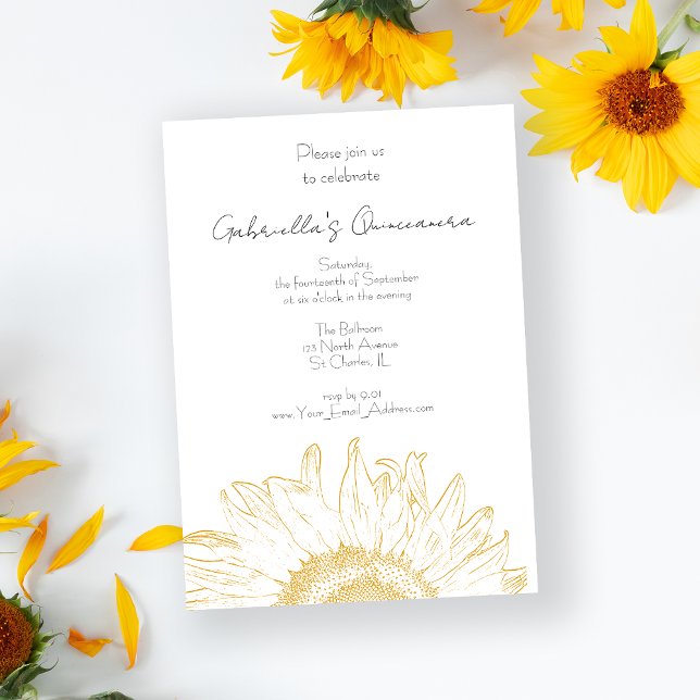 Invitation à la Quinceanera de tournesol Graphique (Créateur téléchargé)