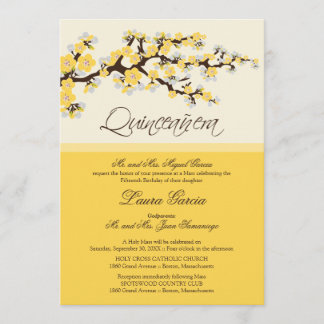 Invitation à la Quinceanera en fleurs de cerisiers