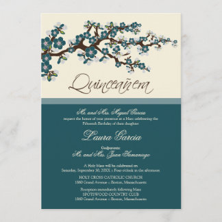 Invitation à la Quinceanera en fleurs de cerisiers