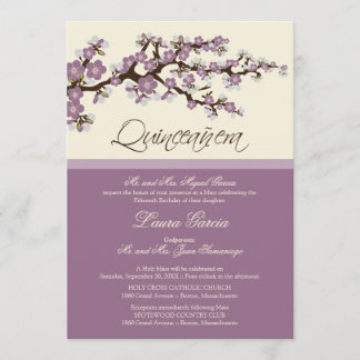 Invitation à la Quinceanera en fleurs de cerisiers
