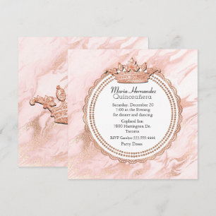 Invitation à la Quincennera en or et en marbre bla