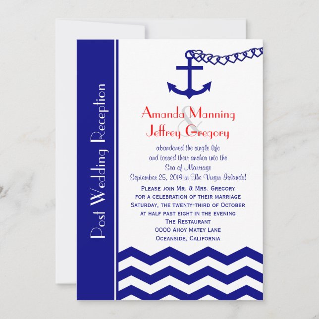 Invitation à la réception après mariage Thème Mari (Devant)