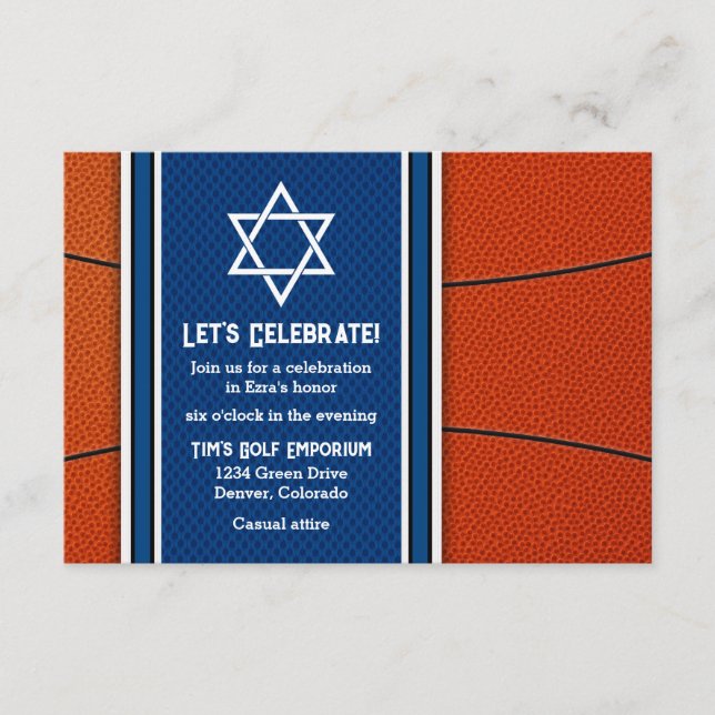 Invitation à la réception de Bar Mitzvah sur le th (Devant)