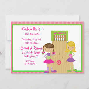 Invitation à la réception de bowling de filles ros