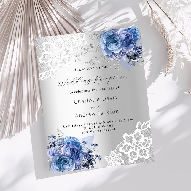 Invitation à la réception de mariage bleu argent (Créateur téléchargé)