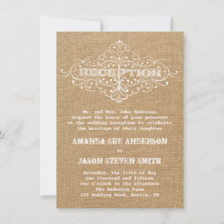 Invitation à la réception de mariage de Burlap en