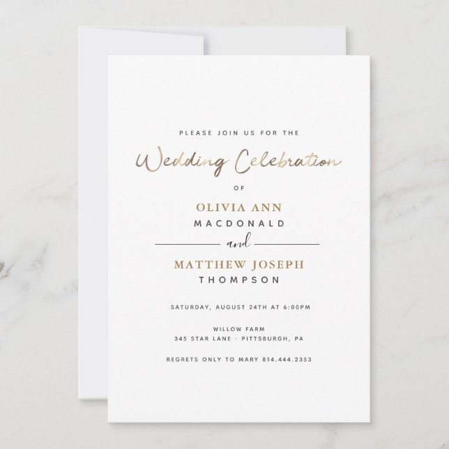 Invitation à la réception de mariage de luxe (Devant)