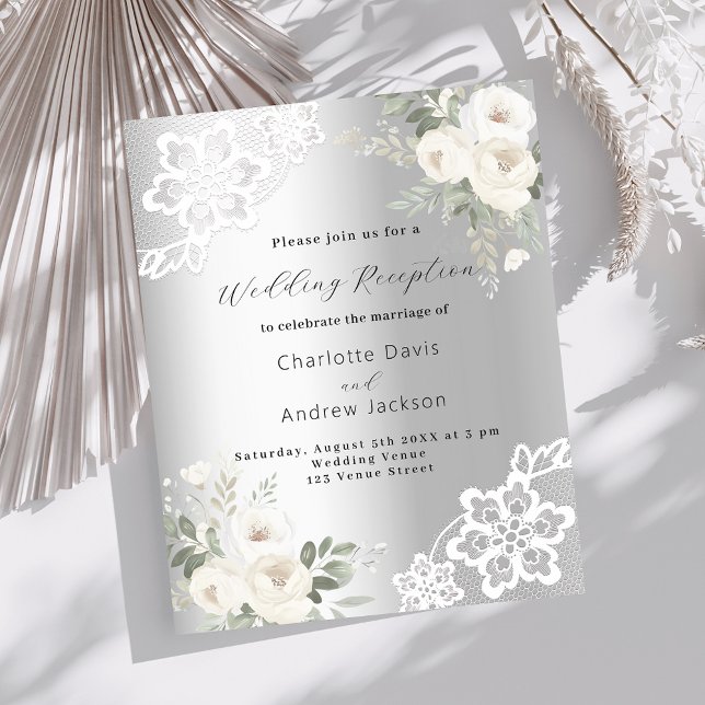 Invitation à la réception de mariage floral blanc  (Créateur téléchargé)