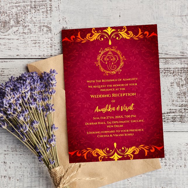 Invitation à la réception de mariage indienne (Créateur téléchargé)