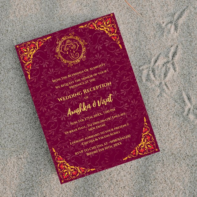 Invitation à la réception de mariage indienne (Créateur téléchargé)