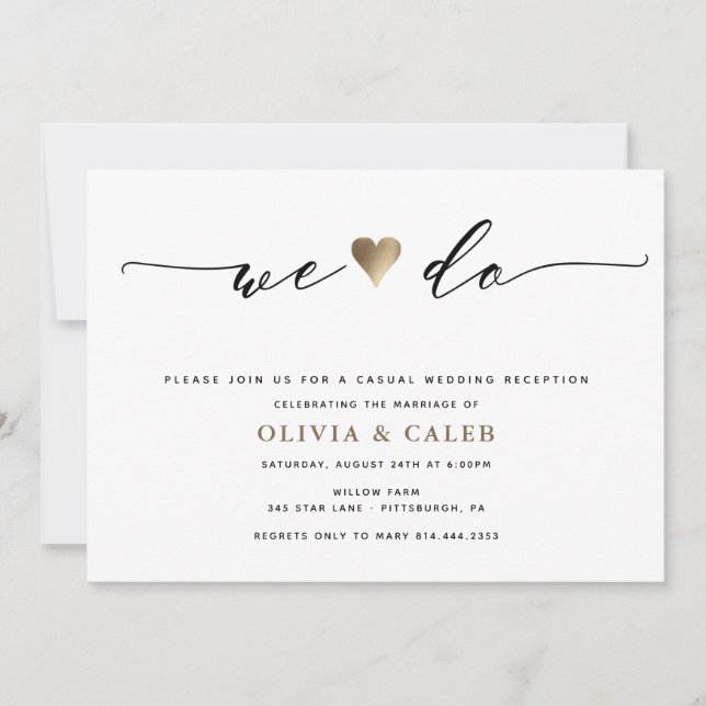 Invitation à la réception de mariage Just Married (Devant)