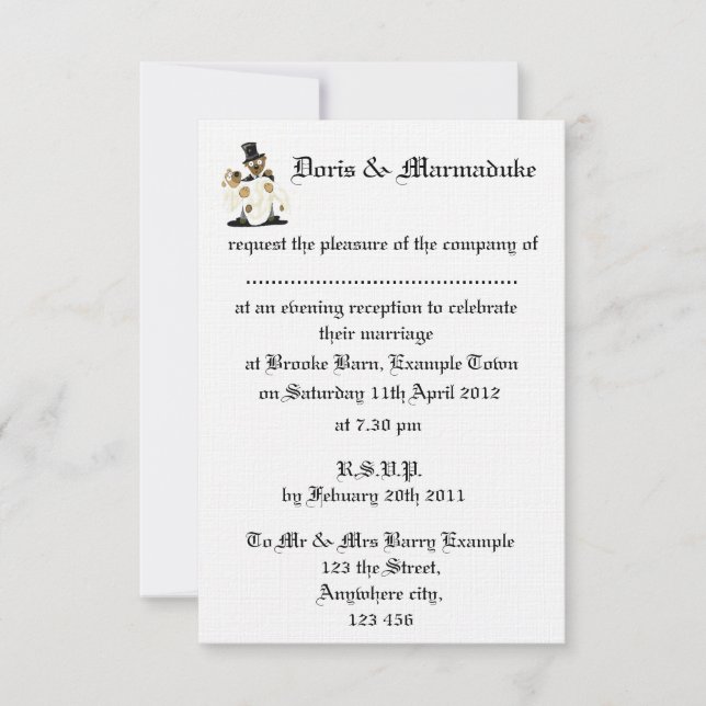 Invitation à la réception de mariage le soir (Devant)