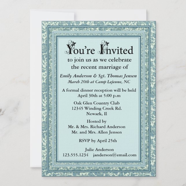 Invitation à la réception du mariage (Devant)