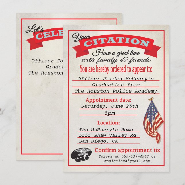 Invitation à la remise des diplômes de l'Académie  (Devant / Derrière)