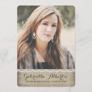 Invitation à la remise des diplômes Rustic Chic La