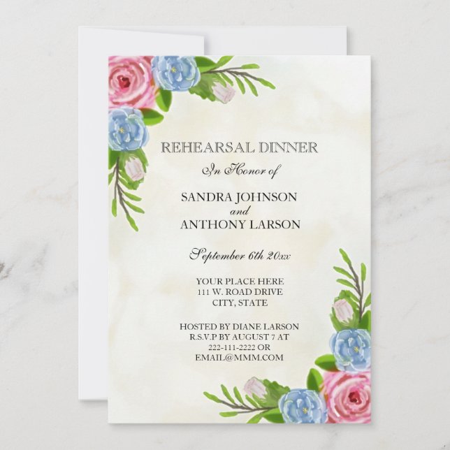 Invitation à la répétition du Mariage d'aquarelle  (Devant)
