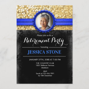Invitation à la retraite avec photo - Royal Blue G