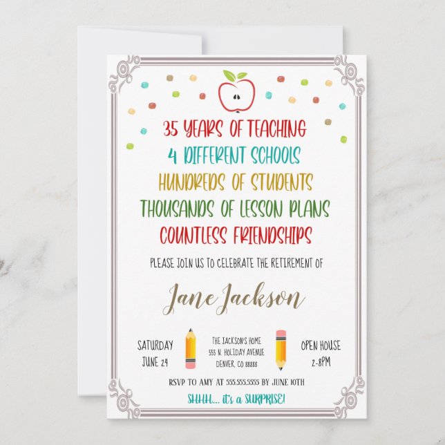 Invitation à la retraite de l'enseignant (Devant)