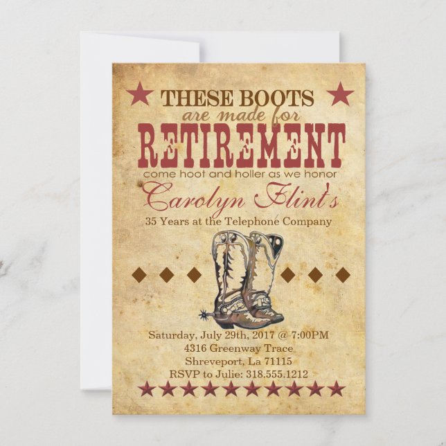 Invitation à la retraite de l'Ouest - Thème Boots  (Devant)