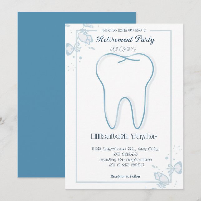 Invitation à la retraite d'un dentiste - Merci Den (Devant / Derrière)