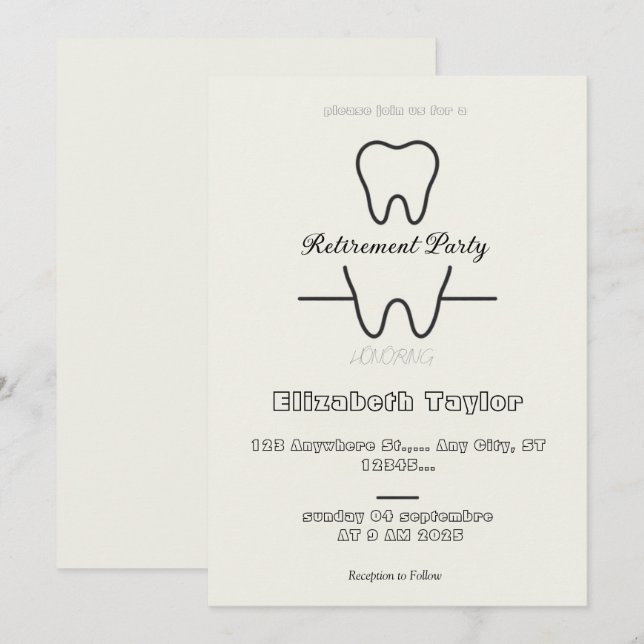 Invitation à la retraite d'un dentiste - Merci Den (Devant / Derrière)